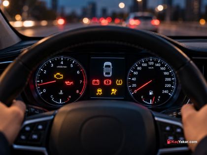 Araba gösterge paneli ikaz lambaları ve arıza işaretleri